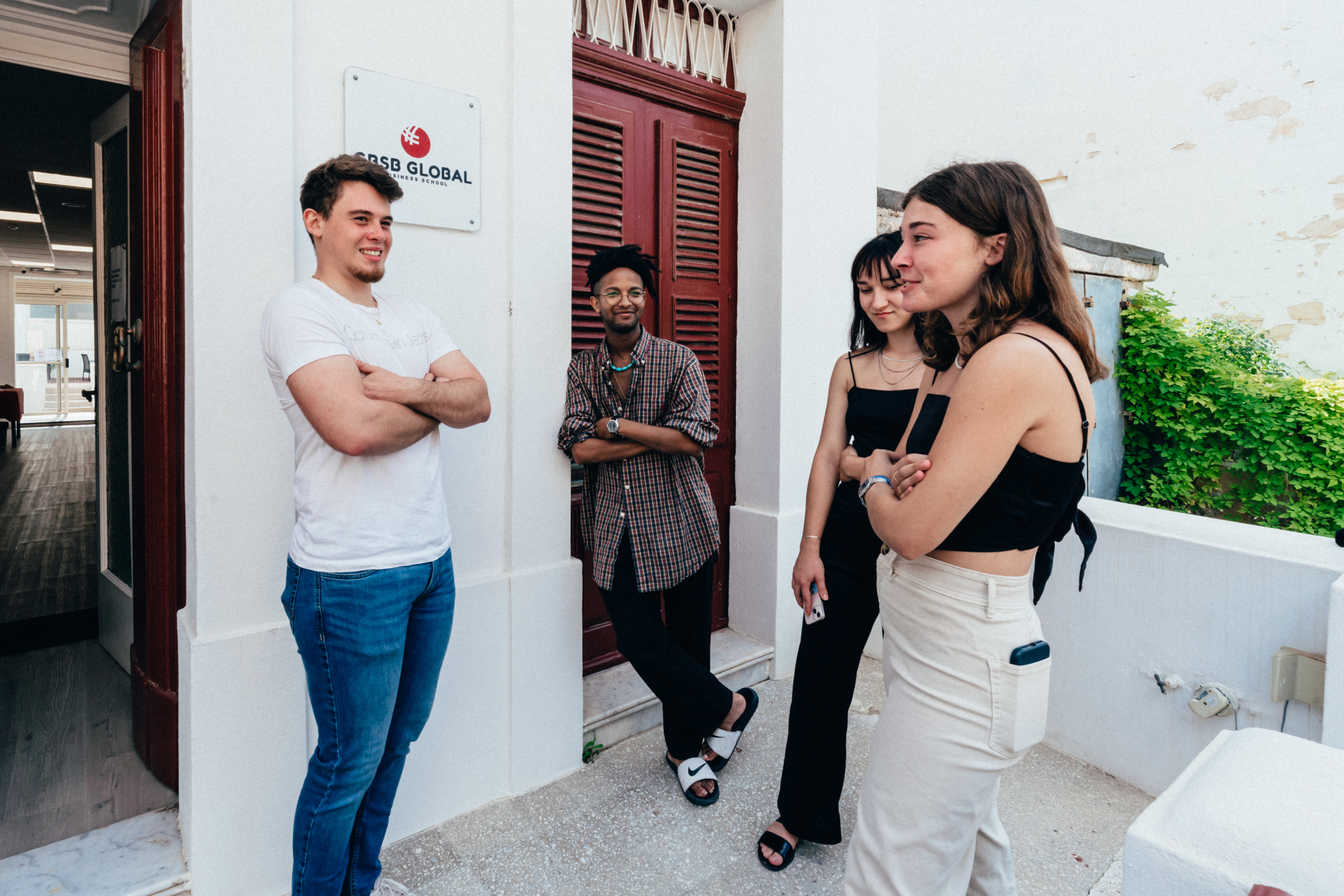International students outside GBSB Global campus in Barcelona
